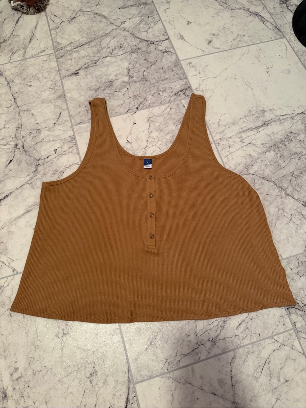 Old Navy Camel Brown Ribbed Henley Tank